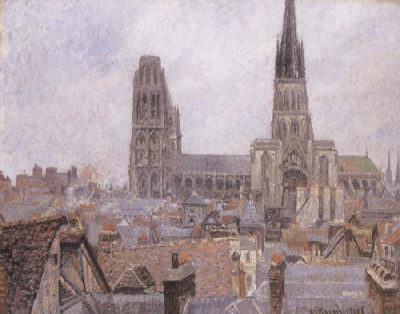 Camille Pissarro The Roofs of Old Rouen,Gray Weather China oil painting art